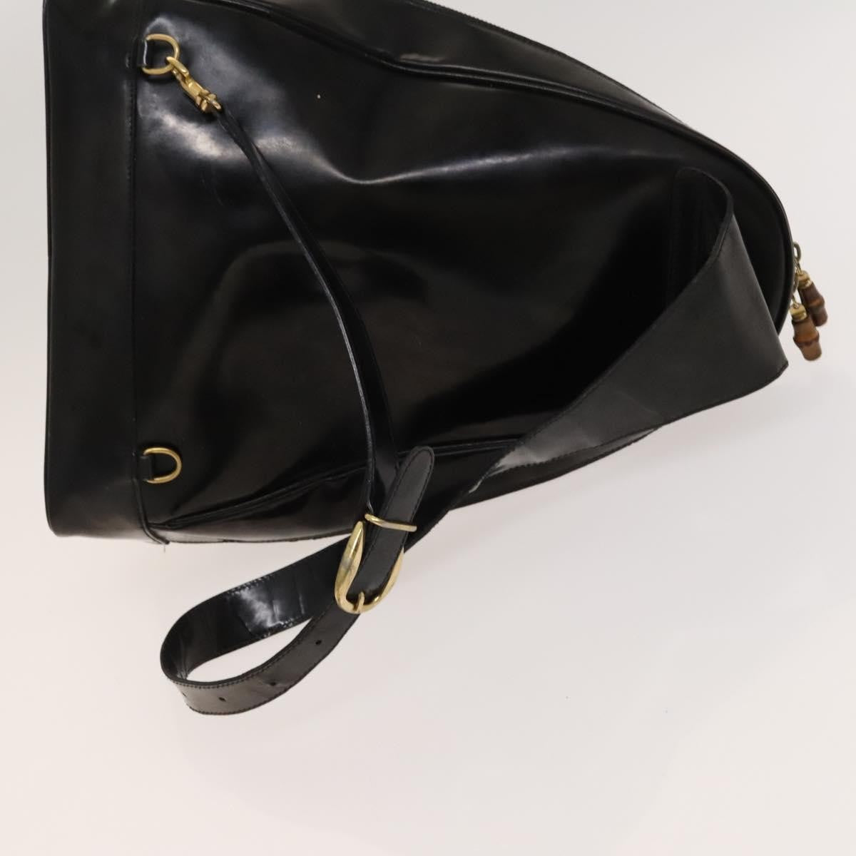 Gucci Vintage Bamboo Backpack Patent, Black, Patent Leather, Backpack