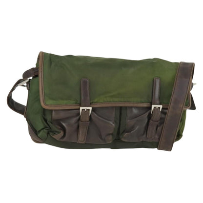 Prada Vintage Shoulder Bag Nylon and Leather, GREEN, NYLON, Shoulder bag