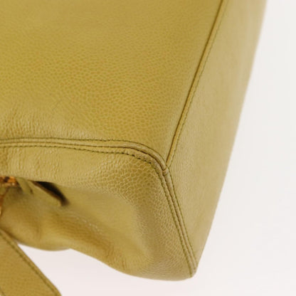 Chanel Vintage Logo Chain Tote Caviar, YELLOW, LEATHER, Tote bag
