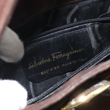 Salvatore Ferragamo Vala Handbag Suede, BROWN, SUEDE, Handbag