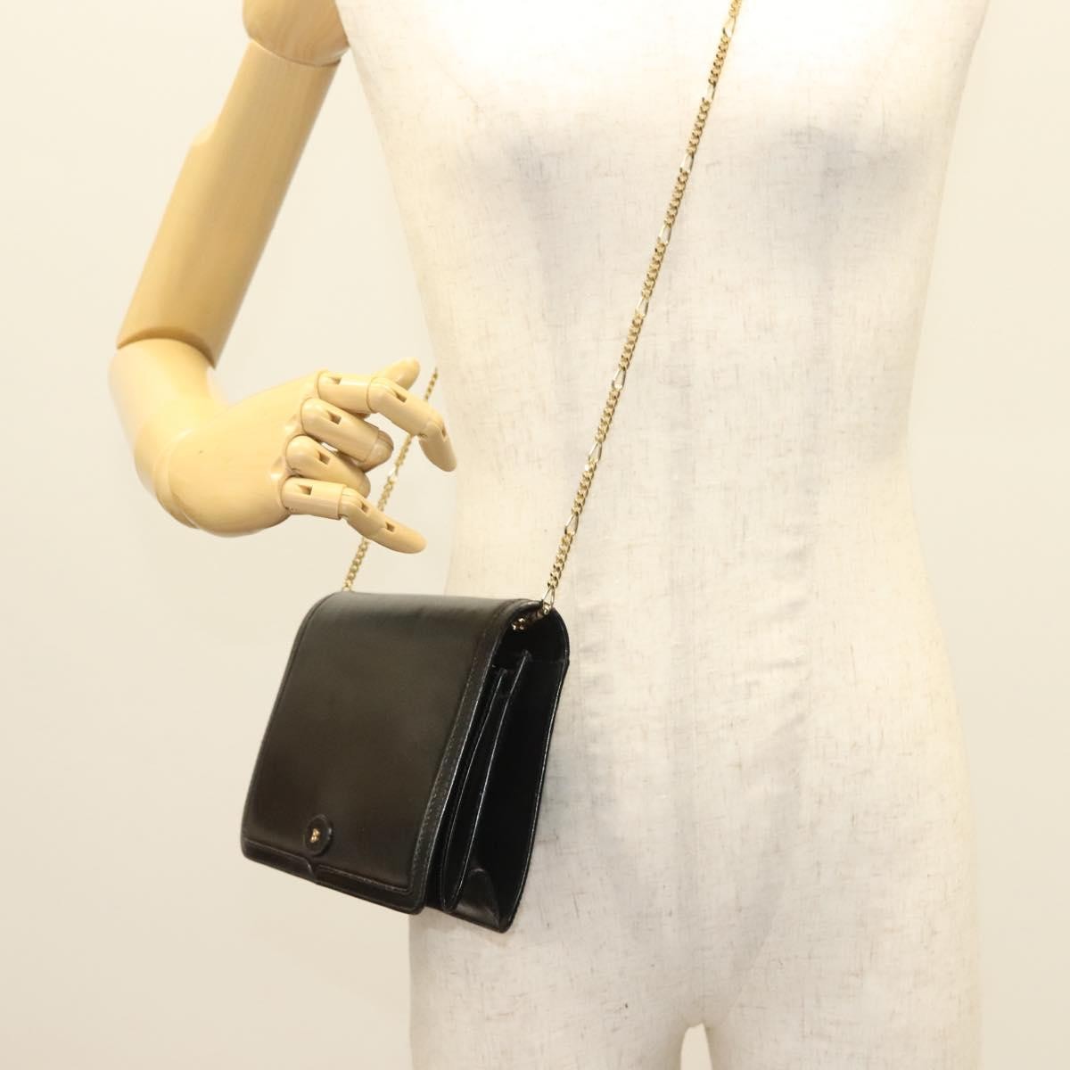 Bally Vintage Chain Shoulder Bag Quilted Leather, BLACK, LEATHER, Shoulder bag