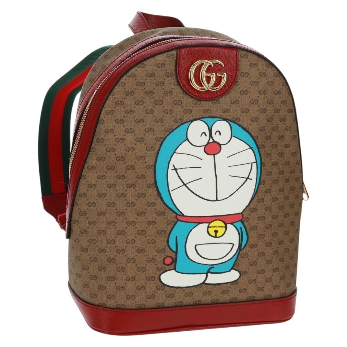 Gucci Doraemon Zip Backpack Printed Mini GG Coated Canvas, Beige, Canvas, Backpack