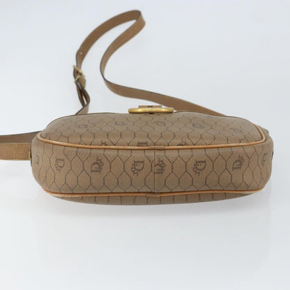 Christian Dior Vintage Honeycomb Shoulder Bag Canvas and Leather, BEIGE, CANVAS, Shoulder bag
