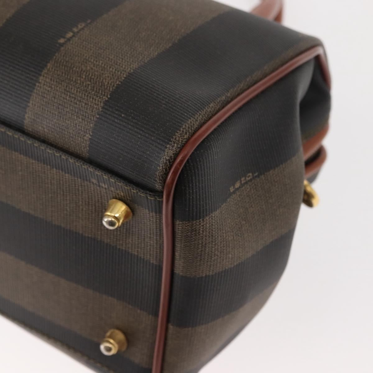 Fendi Vintage Pequin Convertible Boston Bag Coated Canvas, BROWN, CANVAS, Handbag