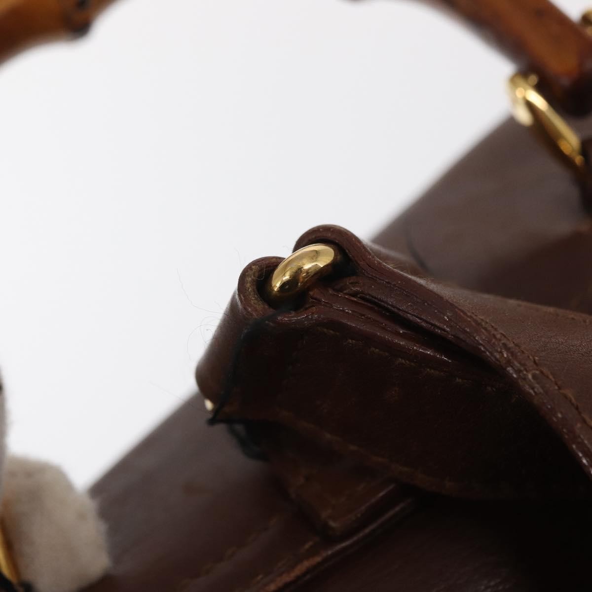 Gucci Vintage Bamboo Backpack Leather, BROWN, LEATHER, Backpack