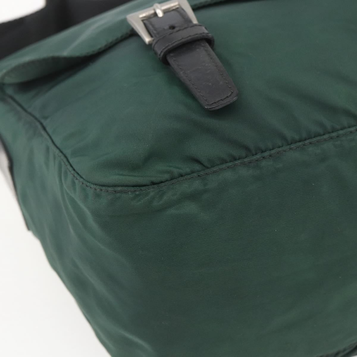 Prada Double Buckle Flap Messenger Bag Tessuto, GREEN, NYLON, Shoulder bag