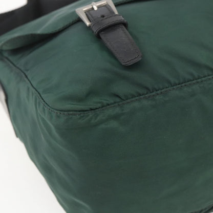Prada Double Buckle Flap Messenger Bag Tessuto, GREEN, NYLON, Shoulder bag