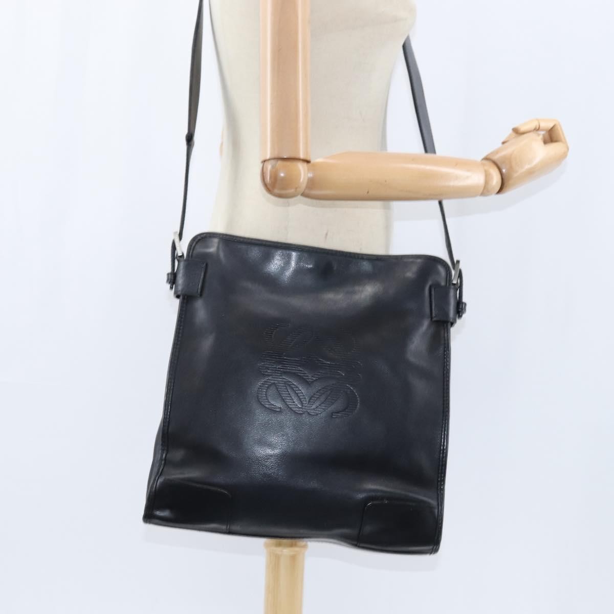 Loewe Anagram Shoulder Bag Leather, BLACK, LEATHER, Shoulder bag