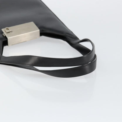 Salvatore Ferragamo Gancini Shoulder Bag Leather, BLACK, LEATHER, Shoulder bag