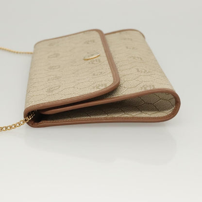 Christian Dior Vintage Honeycomb chain Canvas, BEIGE, CANVAS, Handbag