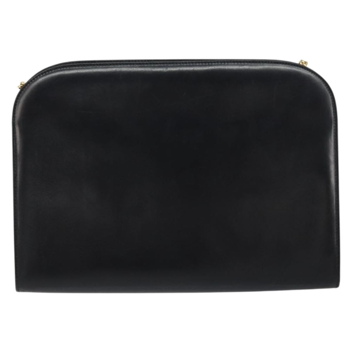 Salvatore Ferragamo Vintage Gancini Chain Shoulder Bag Leather, BLACK, LEATHER, Shoulder bag