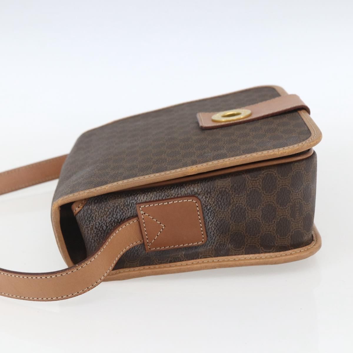 Celine Vintage Macadam Shoulder Bag Canvas and Leather, BROWN, CANVAS, Shoulder bag