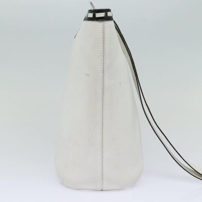 Celine Circle logo Leather, WHITE, LEATHER, Shoulder bag