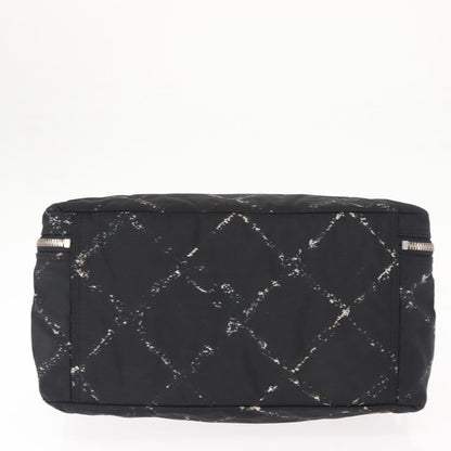 Chanel Travel Line Boston Bag Printed Nylon, BLACK, NYLON, Travel bag