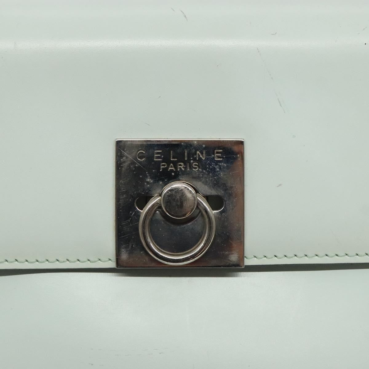 Celine Flap Shoulder Bag Leather, SILVER, LEATHER, Shoulder bag