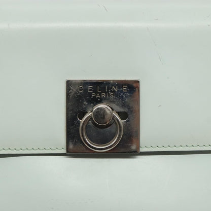Celine Flap Shoulder Bag Leather, SILVER, LEATHER, Shoulder bag