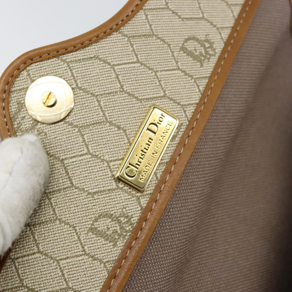 Christian Dior Vintage Honeycomb Flap Crossbody Bag Canvas and Leather, BEIGE, CANVAS, Shoulder bag
