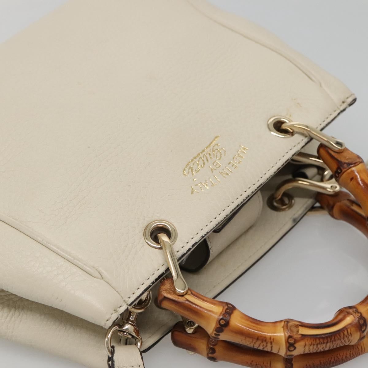 Gucci Bamboo shopper bag Leather, WHITE, LEATHER, Handbag