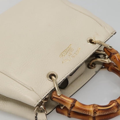 Gucci Bamboo shopper bag Leather, WHITE, LEATHER, Handbag