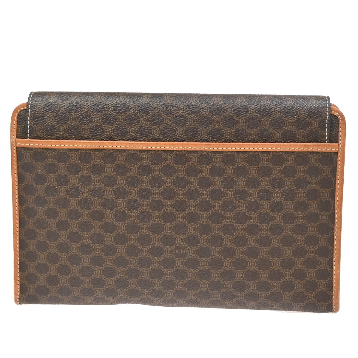 Celine Macadam Pochette Classic, BROWN, LEATHER, Clutche & pouche