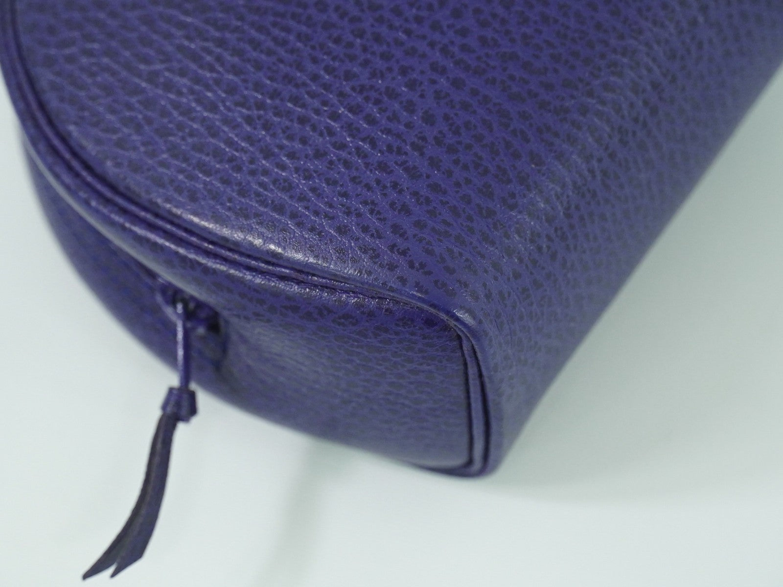 Christian Dior Vintage Zip Pochette Leather, BLUE, LEATHER, Clutche & pouche