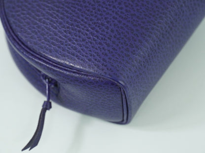 Christian Dior Vintage Zip Pochette Leather, BLUE, LEATHER, Clutche & pouche