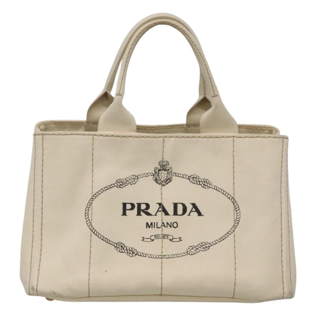 Prada Canapa Tote Canvas, White, Canvas, Tote Bag