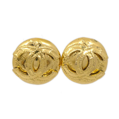Chanel Vintage CC Round Clip-On Earrings Metal, GOLD, GOLD_PLATED, Earrings