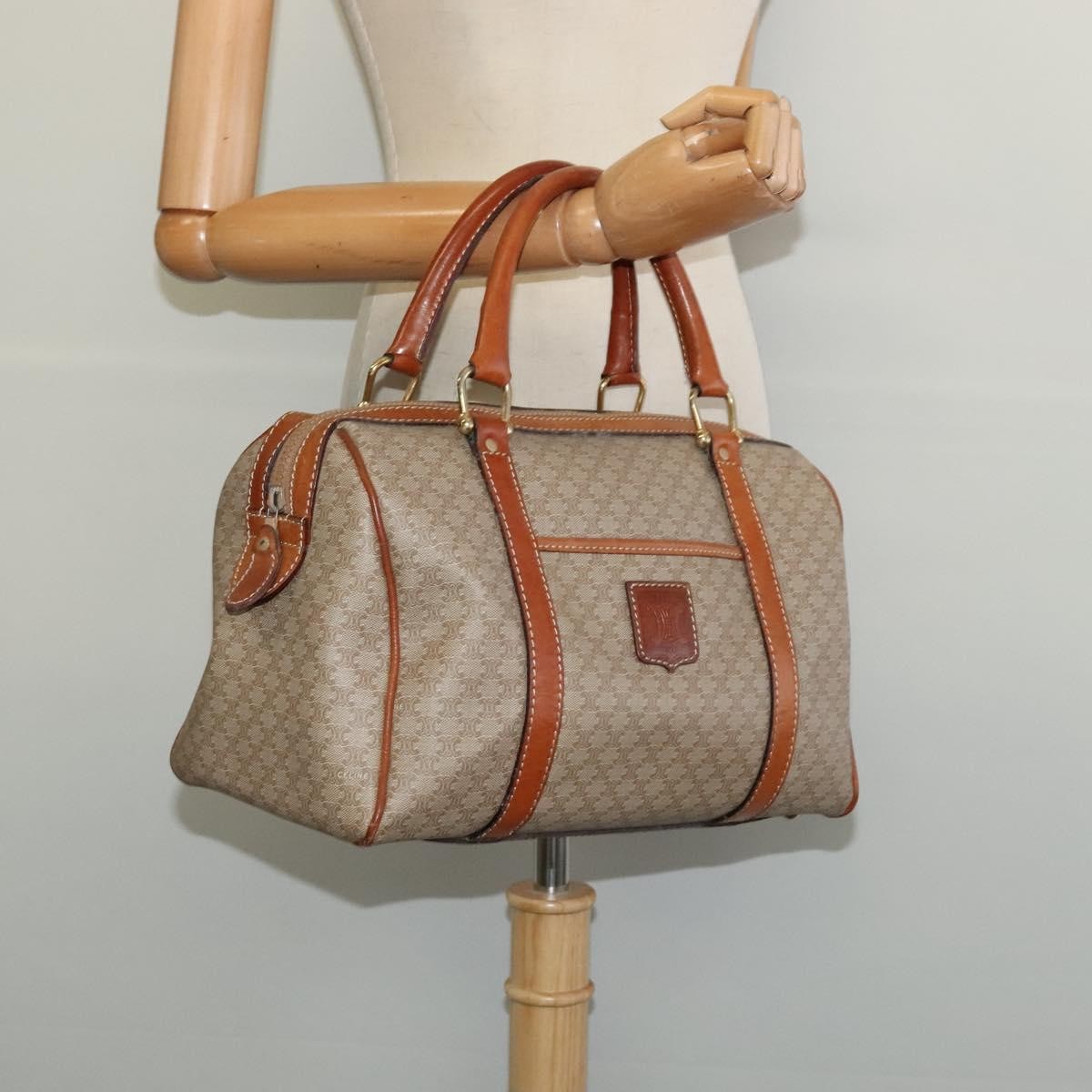 Celine Macadam Handbag Macadam with leather, BEIGE, CANVAS, Handbag