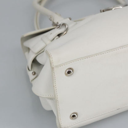 Salvatore Ferragamo Virna Satchel Leather, WHITE, LEATHER, Shoulder bag