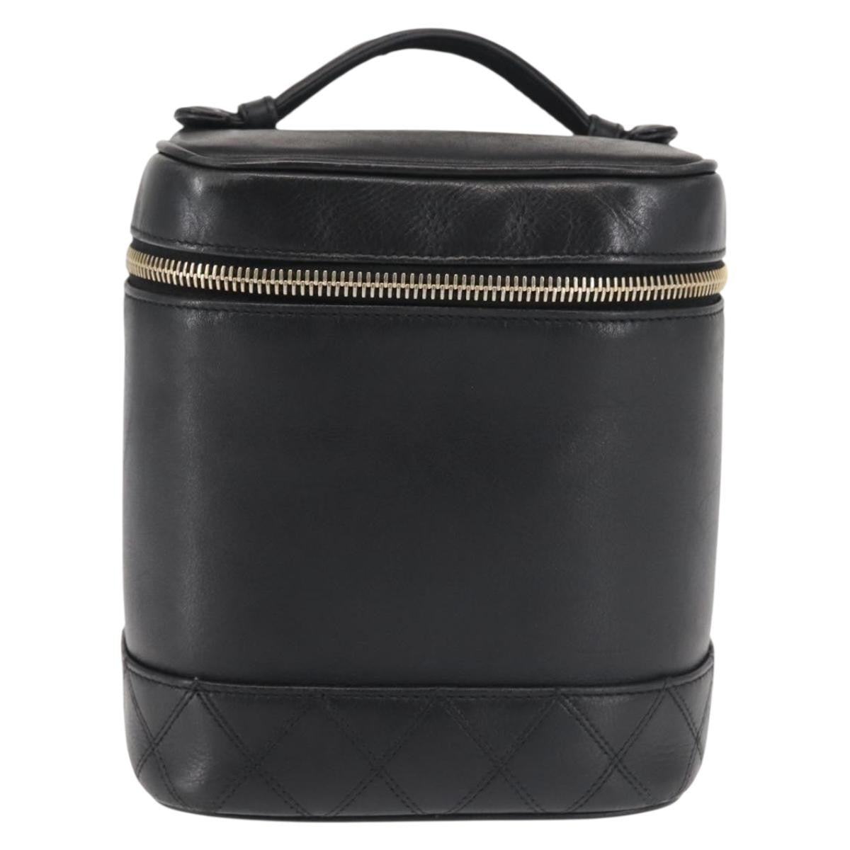 Chanel Vanity pouch Leather, BLACK, LEATHER, Toiletry Case