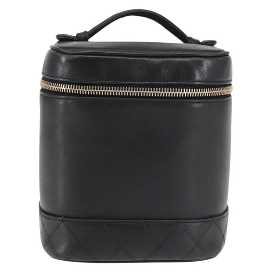 Chanel Vanity pouch Leather, BLACK, LEATHER, Toiletry Case