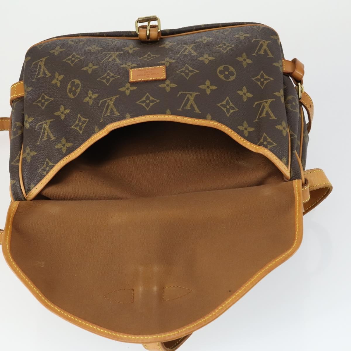Louis Vuitton Saumur Handbag Monogram Canvas, BROWN, CANVAS, Shoulder bag