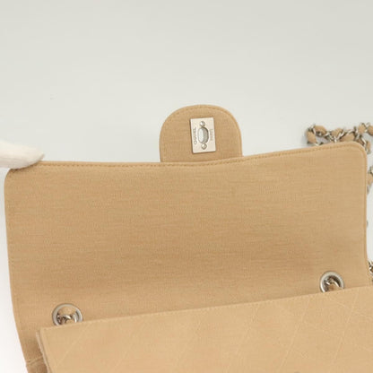 Chanel Matelasse Chain Shoulder Bag Leather, Beige, Cotton, Shoulder Bag