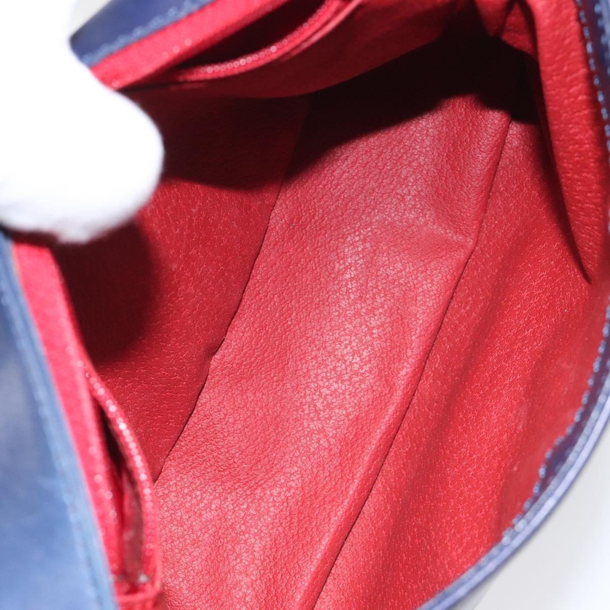 Celine Circle logo Leather, BLUE, LEATHER, Handbag