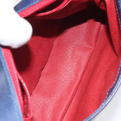 Celine Circle logo Leather, BLUE, LEATHER, Handbag