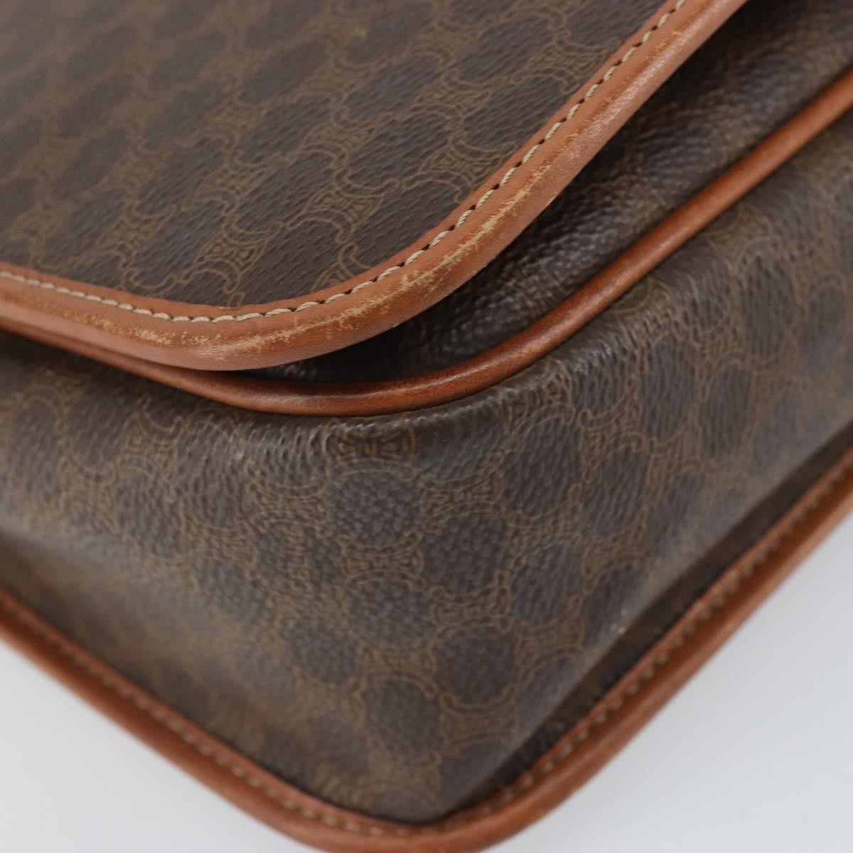 Celine Vintage Macadam Shoulder Bag Canvas and Leather, BROWN, CANVAS, Shoulder bag