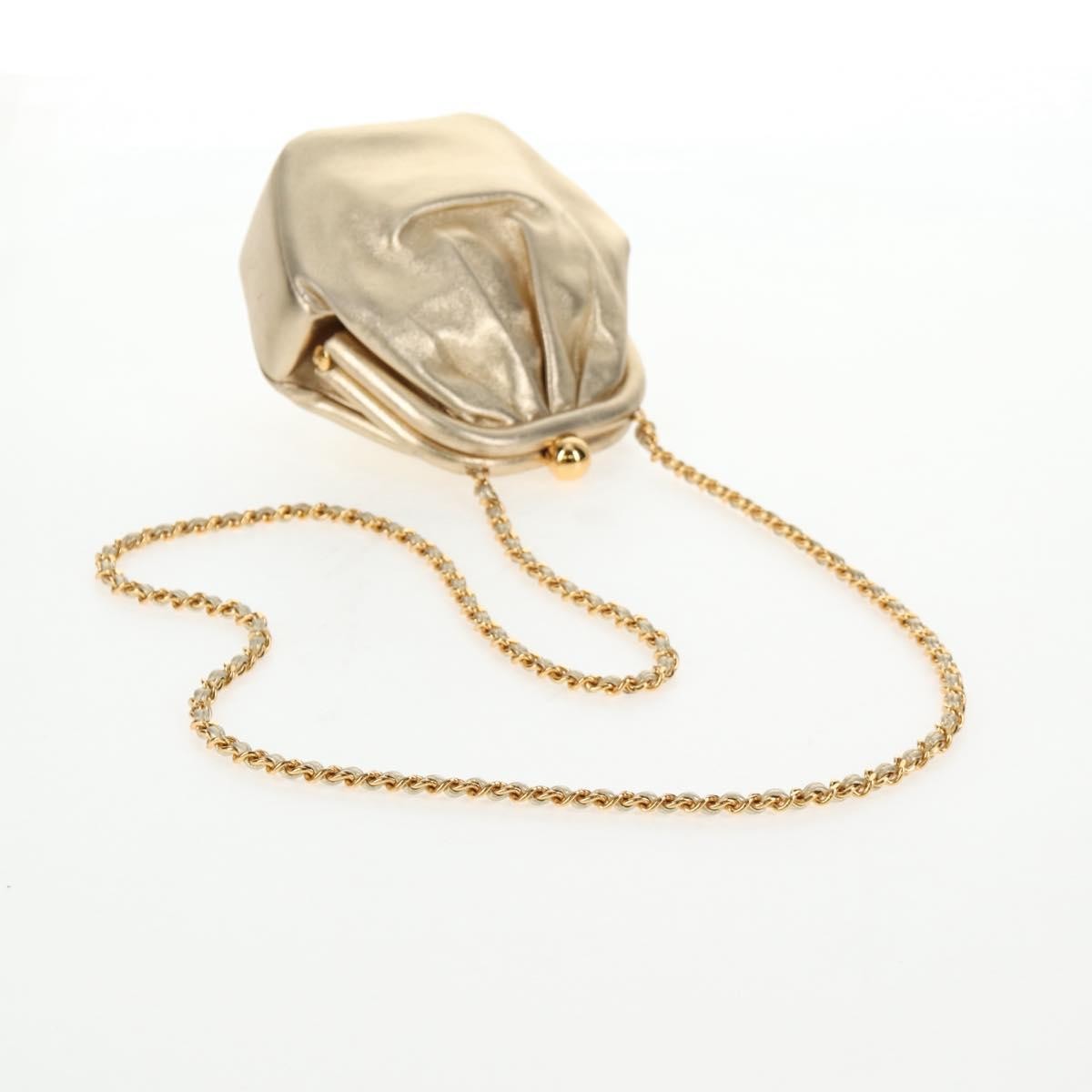 Chanel Vintage Timeless Kisslock Coin Purse Leather, GOLD, LEATHER, Shoulder bag