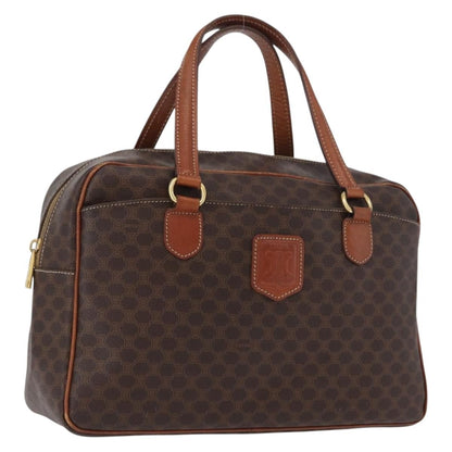 Celine Vintage Macadam Handbag Canvas and Leather, BROWN, CANVAS, Handbag