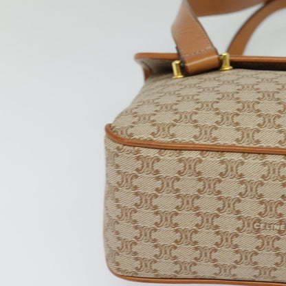 Celine Vintage Macadam Handbag Canvas and Leather, Beige, Canvas, Handbag