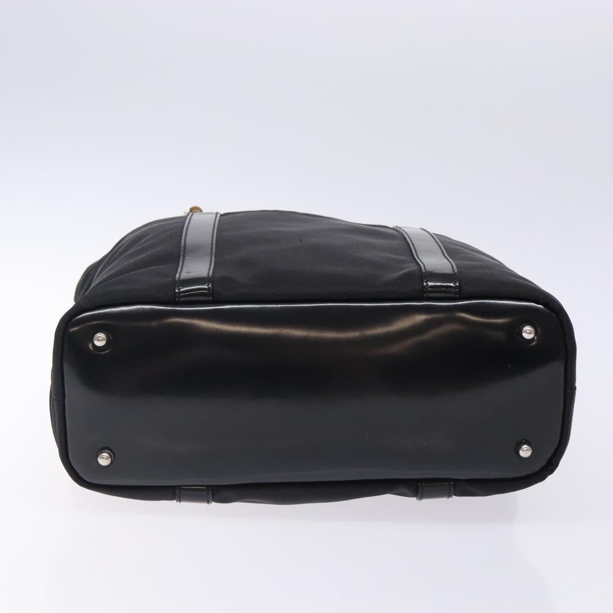Gucci Vintage Bamboo Handle Tote Nylon, Black, Nylon, Tote Bag