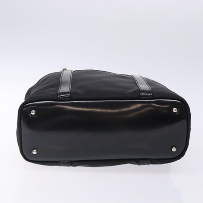 Gucci Vintage Bamboo Handle Tote Nylon, Black, Nylon, Tote Bag