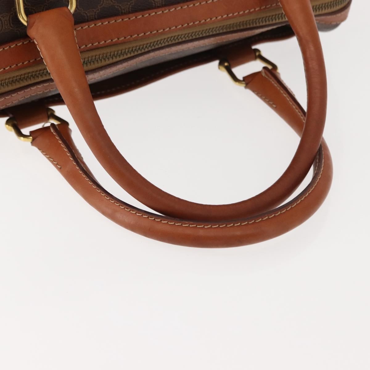 Celine Vintage Macadam Handbag Canvas and Leather, BROWN, CANVAS, Handbag