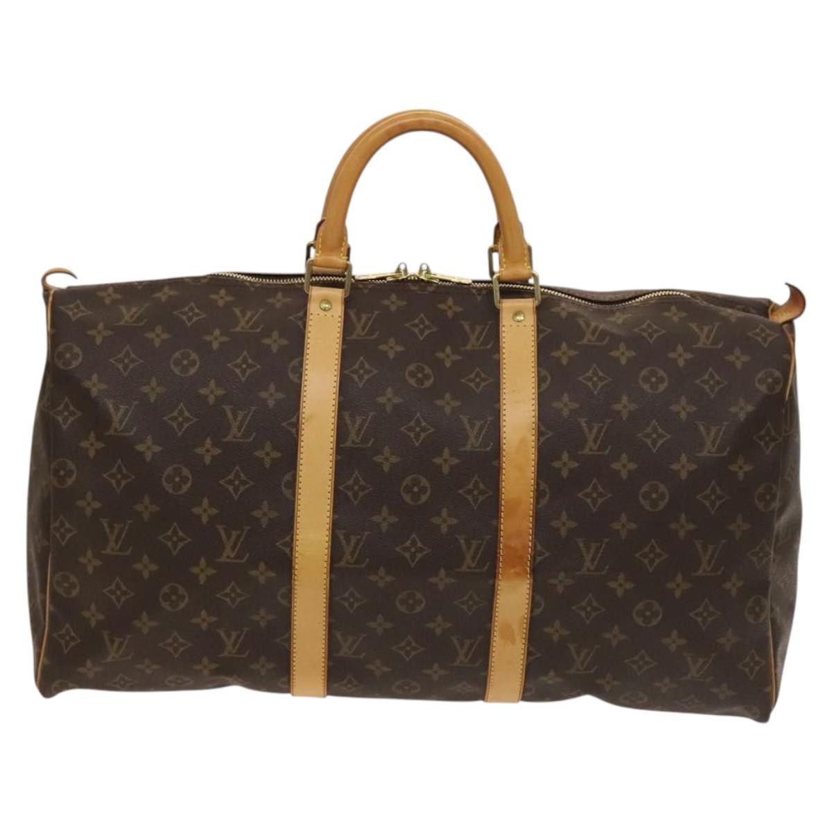 Louis Vuitton Keepall Bag Monogram Canvas, BROWN, CANVAS, Travel bag