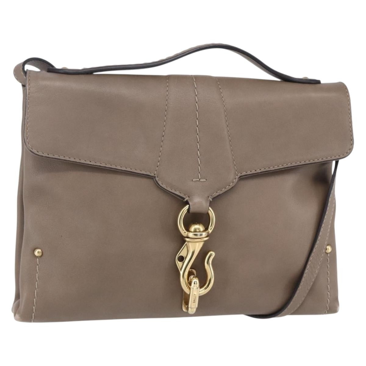 Bally Vintage Shoulder Bag Leather, BEIGE, LEATHER, Shoulder bag