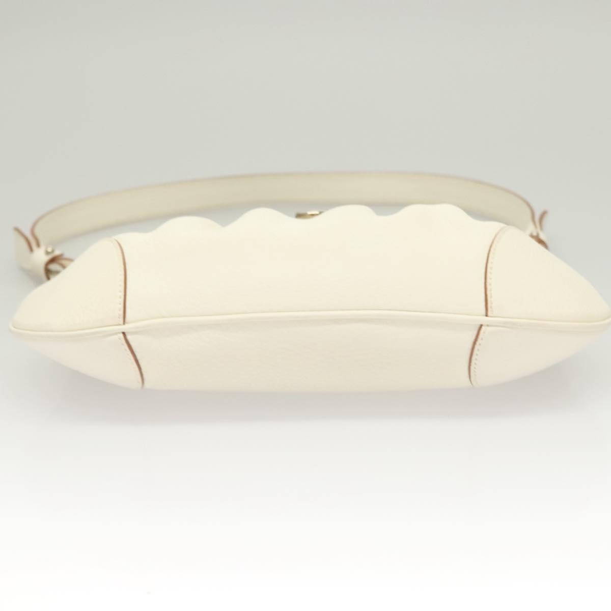 Salvatore Ferragamo Gancini Shoulder Bag Leather, WHITE, LEATHER, Shoulder bag