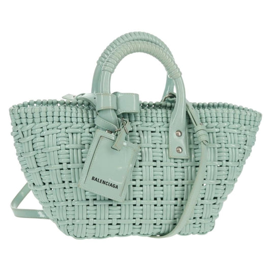Balenciaga Bistro Panier Bag Woven Faux Leather, GREEN, RUBBER, Tote bag