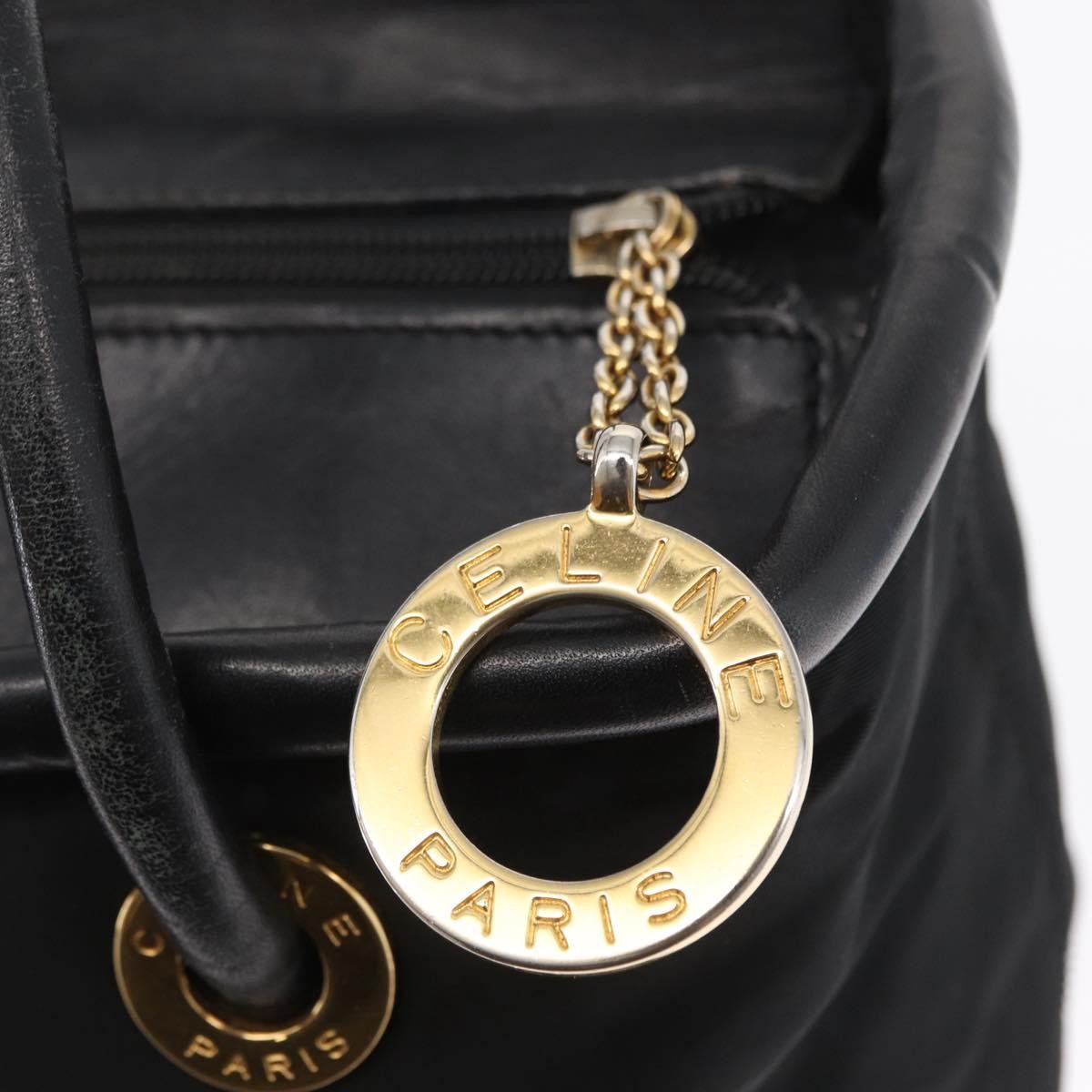 Celine Circle Logo Handbag Nylon, BLACK, NYLON, Handbag