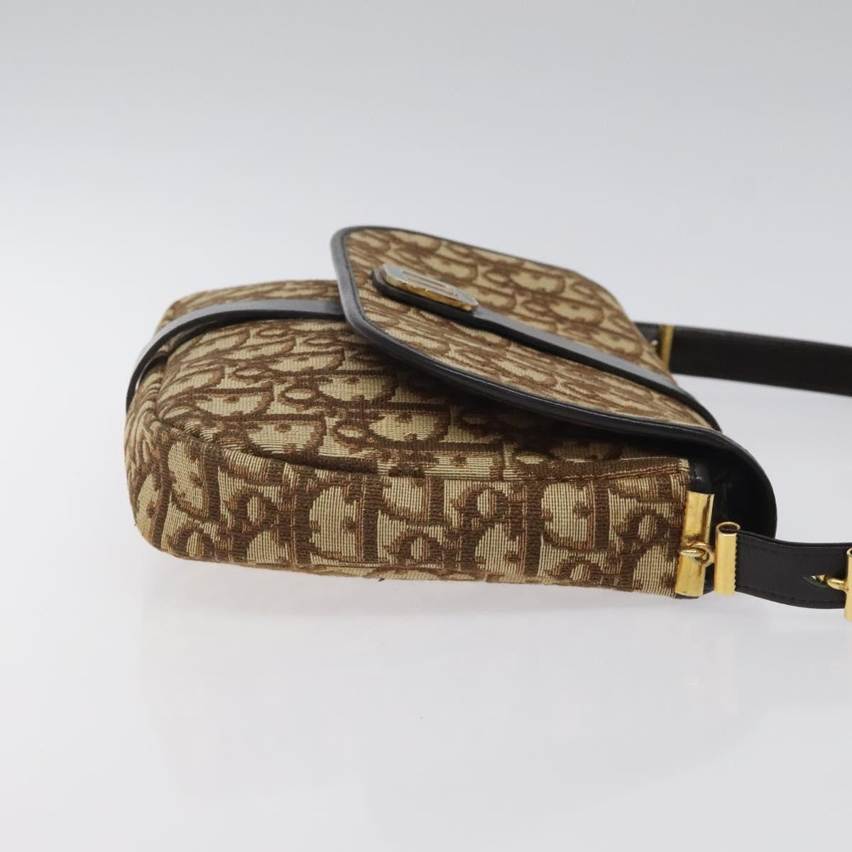 Christian Dior Vintage CD Flap Shoulder Bag Canvas, BROWN, CANVAS, Shoulder bag