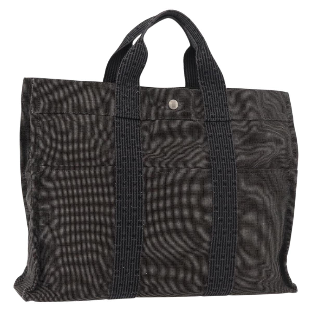 Hermes Fourre-tout Herline Canvas, Gray, Canvas, Tote Bag
